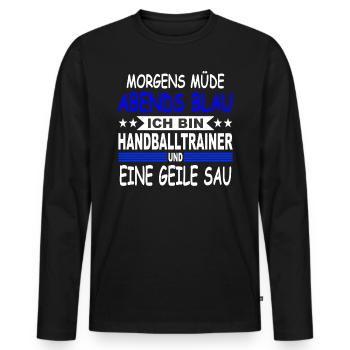 Handball Handballtrainer Geschenk Handballer - Männer Premium Bio Langarmshirt - Schwarz - Vorne - Nico (187cm)