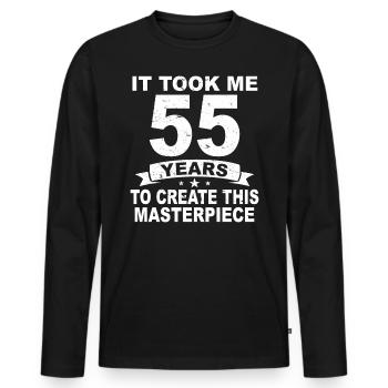 55 years birthday 55 birthday gift 55 years - Men's Premium Organic Long Sleeve Shirt - black - Front - Nico (187cm)