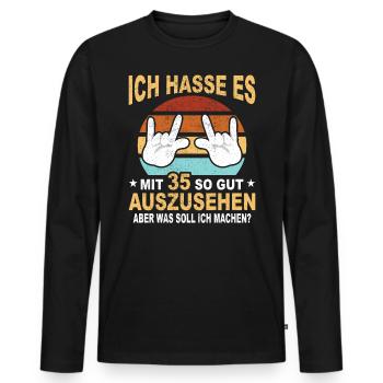 35 Jahre 35 Geburtstag Geschenk 35 Jahre Birthday - Männer Premium Bio Langarmshirt - Schwarz - Vorne - Nico (187cm)
