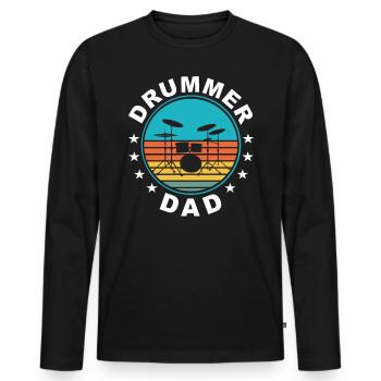 Batteur batterie batterie papa batteur papa - T-shirt manches longues Premium bio Homme - noir - Devant - Nico (187cm)