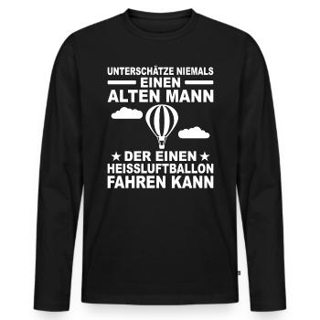 Heißluftballon Ballonfahrt Geschenk Gasballon - Männer Premium Bio Langarmshirt - Schwarz - Vorne - Nico (187cm)
