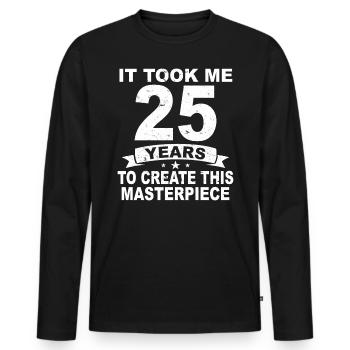 25 ans anniversaire anniversaire 25 anniversaire cadeau 25 ans - T-shirt manches longues Premium bio Homme - noir - Devant - Nico (187cm)