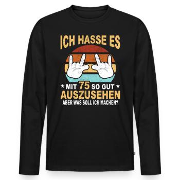 75 Jahre 75 Geburtstag Geschenk 75 Jahre Birthday - Männer Premium Bio Langarmshirt - Schwarz - Vorne - Nico (187cm)