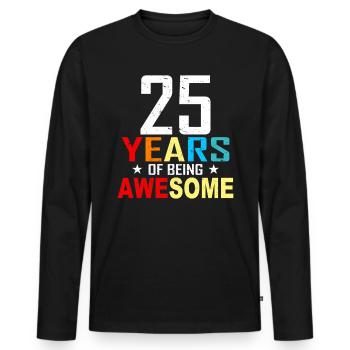25 ans anniversaire anniversaire 25 anniversaire cadeau 25 ans - T-shirt manches longues Premium bio Homme - noir - Devant - Nico (187cm)
