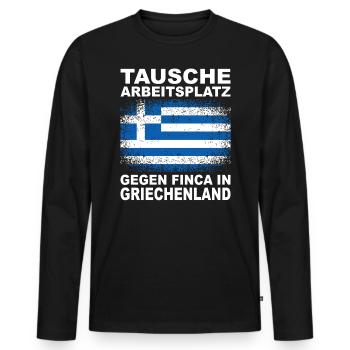 Griechenland Finca Urlaub Geschenk Kreta Mykonos - Männer Premium Bio Langarmshirt - Schwarz - Vorne - Nico (187cm)