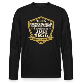 1956 Jahr Einzigartig Geburtstag Juli 1956 - Männer Premium Bio Langarmshirt - Schwarz - Vorne - Nico (187cm)