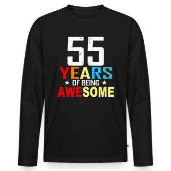 55 years Birthday 55 Birthday Gift 55 years - Men's Premium Organic Long Sleeve Shirt - black - Front - Nico (187cm)