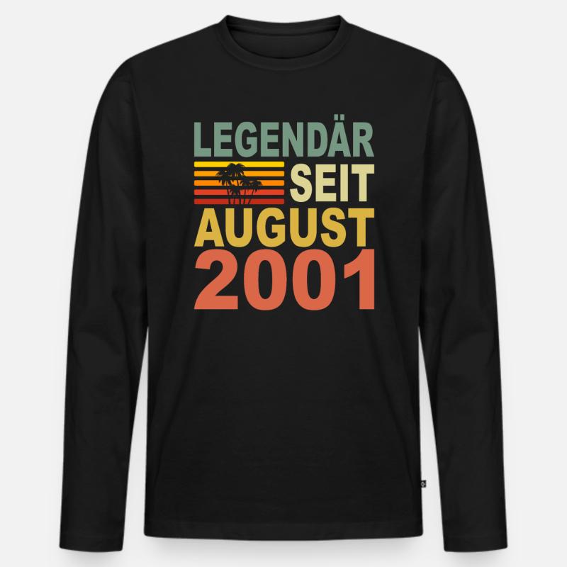Legendär seit August 2001 Geburtstag Geschenk 2001 - Männer Premium Bio Langarmshirt - Schwarz