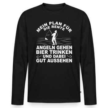 Angler Rente Geschenk Fischen Fischer Angeln - Männer Premium Bio Langarmshirt - Schwarz - Vorne - Nico (187cm)