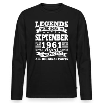 1961 Jahr Geburtstag seit September 1961 - Männer Premium Bio Langarmshirt - Schwarz - Vorne - Nico (187cm)