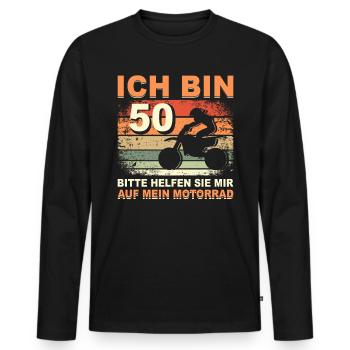 Ich bin 50 Jahre Motorrad 50 Geburtstag Geschenk - Männer Premium Bio Langarmshirt - Schwarz - Vorne - Nico (187cm)