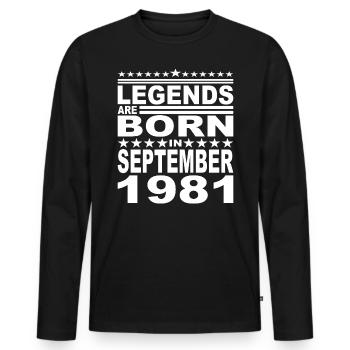Légendaire anniversaire depuis septembre 1981 année 1981 - T-shirt manches longues Premium bio Homme - noir - Devant - Nico (187cm)