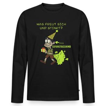 Geburtstag Was Freut sich stinkt Gefurtztagskind - Männer Premium Bio Langarmshirt - Schwarz - Vorne - Nico (187cm)