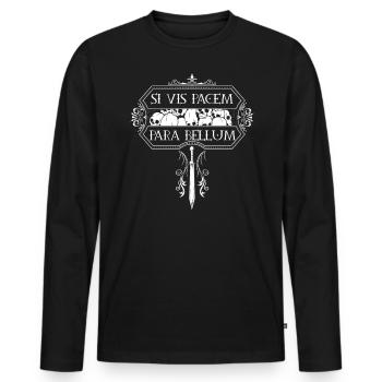 Vintage avec crânes - Si Vis Pacem Para Bellum - T-shirt manches longues Premium bio Homme - noir - Devant - Nico (187cm)