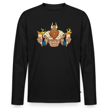 Vikings with drinking horns - Men's Premium Organic Long Sleeve Shirt - black - Front - Nico (187cm)