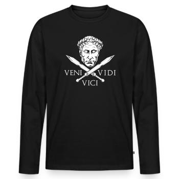 Caesar and Swords - Veni Vidi Vici - Men's Premium Organic Long Sleeve Shirt - black - Front - Nico (187cm)