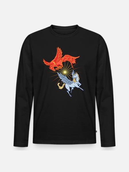 Animaux de la mythologie - Phoenix vs Pegasus - T-shirt manches longues Premium bio Homme - noir