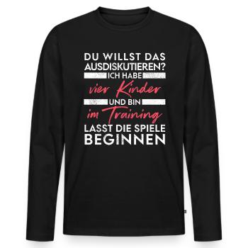 Du willst das ausdiskutieren - Vater Kinder - Männer Premium Bio Langarmshirt - Schwarz - Vorne - Nico (187cm)
