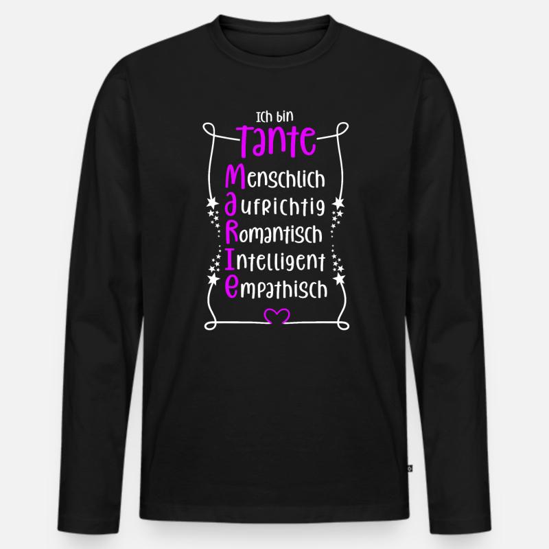 Marie - beste Tante - Männer Premium Bio Langarmshirt - Schwarz