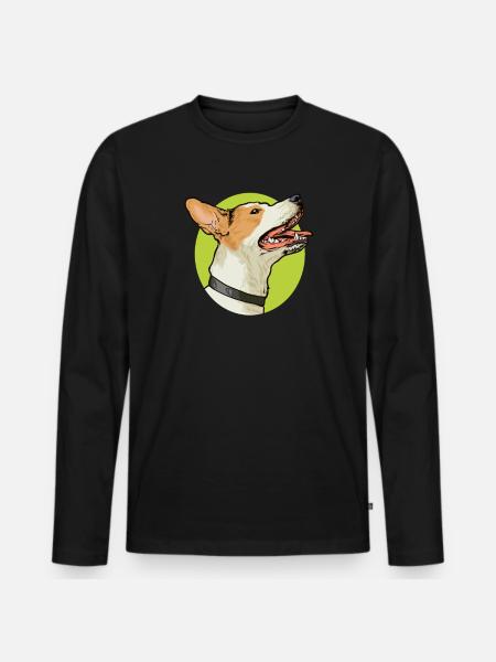 Drawing - Jack Russell - Men's Premium Organic Long Sleeve Shirt - black