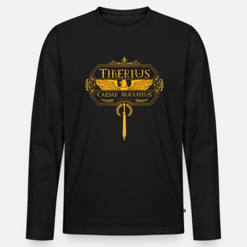 Römische Kaiser - Tiberius - Männer Premium Bio Langarmshirt - Schwarz