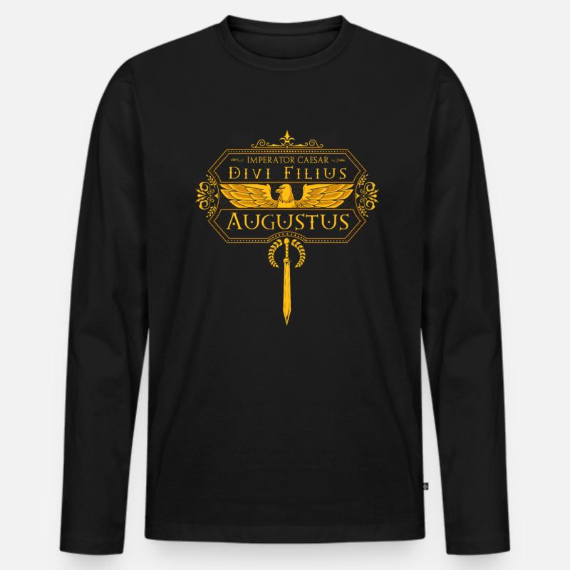 Römische Kaiser - Vespasian - Männer Premium Bio Langarmshirt - Schwarz