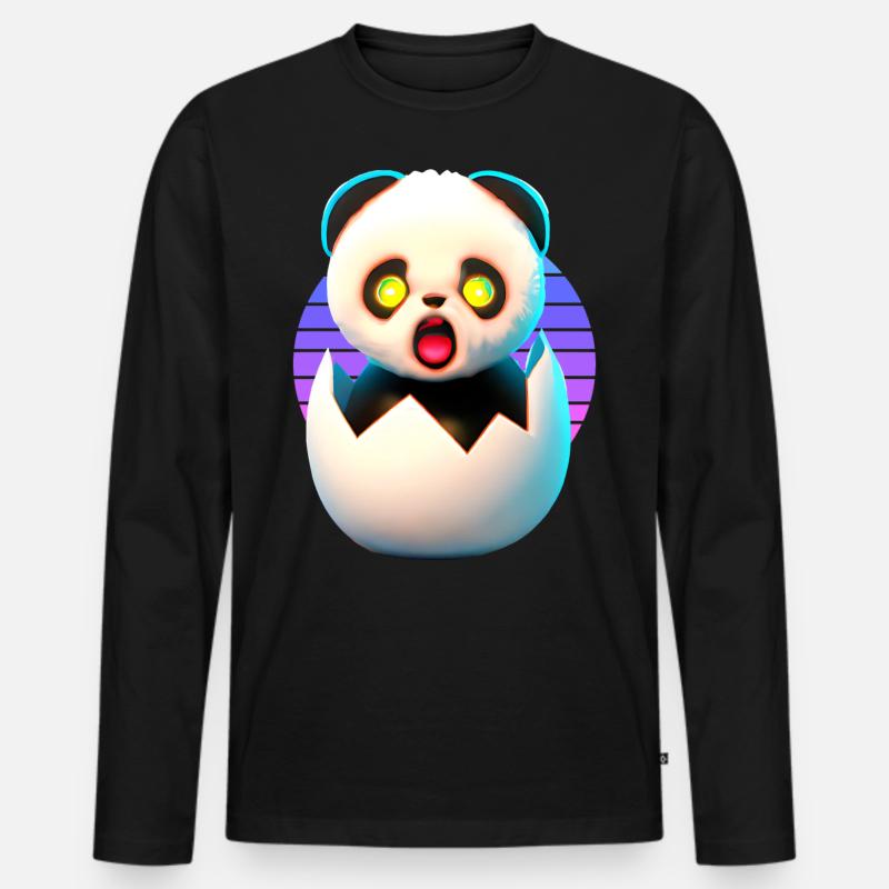 Willkommen im Leben Panda - Männer Premium Bio Langarmshirt - Schwarz