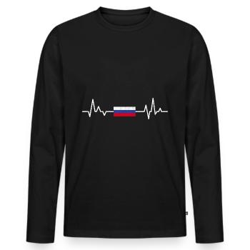 Russie - T-shirt manches longues Premium bio Homme - noir - Devant - Nico (187cm)