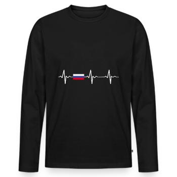 Russie - T-shirt manches longues Premium bio Homme - noir - Devant - Nico (187cm)