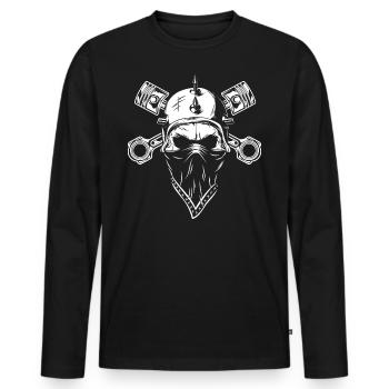 totenkopf 11 - evil biker motor tuning motorrad öl - Männer Premium Bio Langarmshirt - Schwarz - Vorne - Nico (187cm)