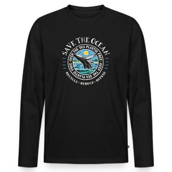 Save The Ocean - Keep The Sea Plastic Free - Whale - Men's Premium Organic Long Sleeve Shirt - black - Front - Nico (187cm)