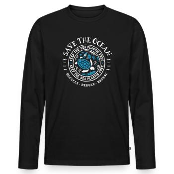 Save The Ocean Keep The Sea Plastic Free - Turtle - Men's Premium Organic Long Sleeve Shirt - black - Front - Nico (187cm)