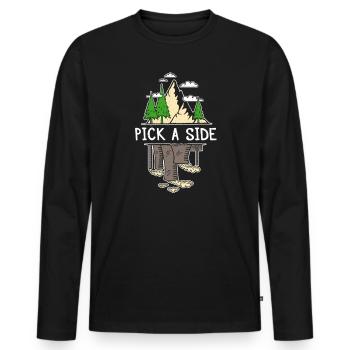 Wählen Sie eine Seite - Umweltbewusstsein - Männer Premium Bio Langarmshirt - Schwarz - Vorne - Nico (187cm)