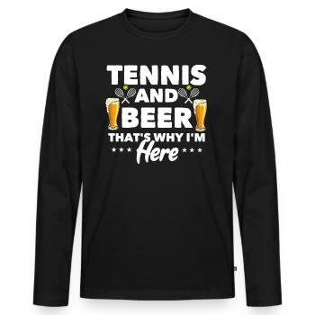 Gift idea for tennis players Tennis and beer - Men's Premium Organic Long Sleeve Shirt - black - Front - Nico (187cm)