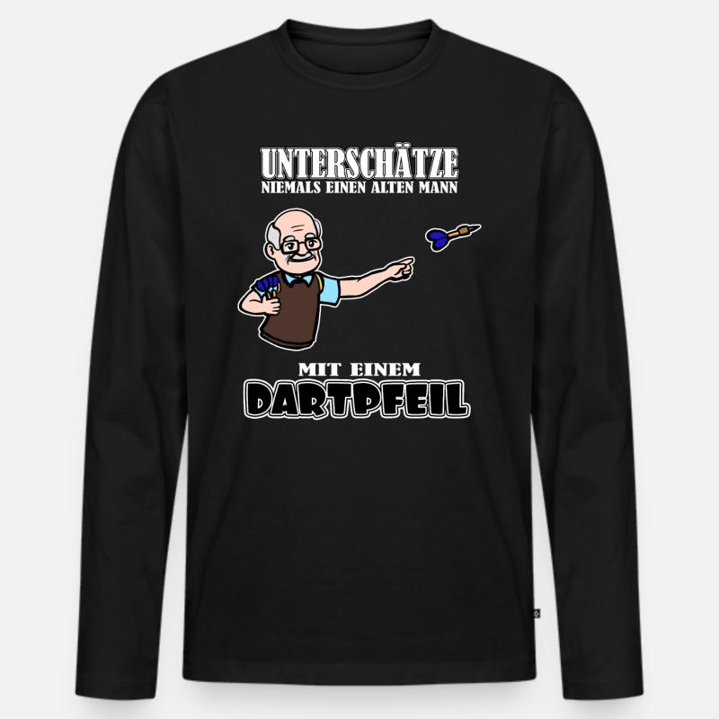 Dart alten Mann - Männer Premium Bio Langarmshirt - Schwarz