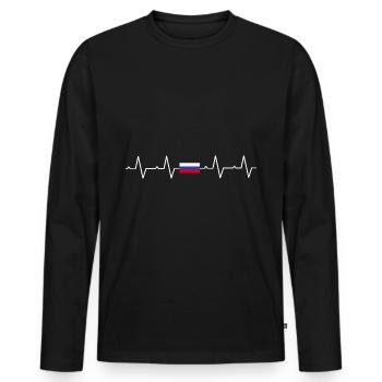 Russie - T-shirt manches longues Premium bio Homme - noir - Devant - Nico (187cm)