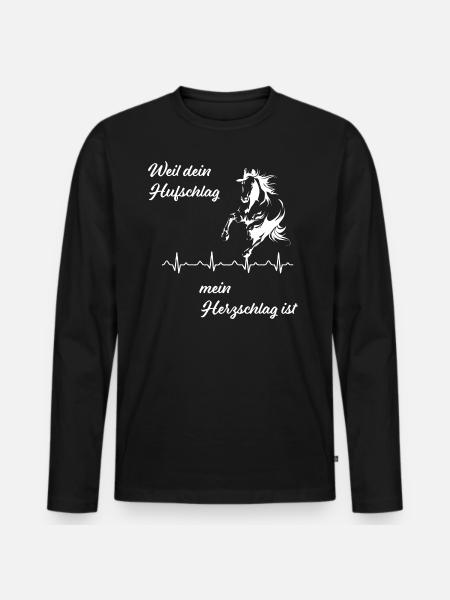 Pferde T Shirt - Männer Premium Bio Langarmshirt - Schwarz