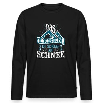 Das Leben ist schöner auf Schnee Winter Skifahren - Männer Premium Bio Langarmshirt - Schwarz - Vorne - Nico (187cm)