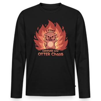 OTTER Chaos - Men's Premium Organic Long Sleeve Shirt - black - Front - Nico (187cm)