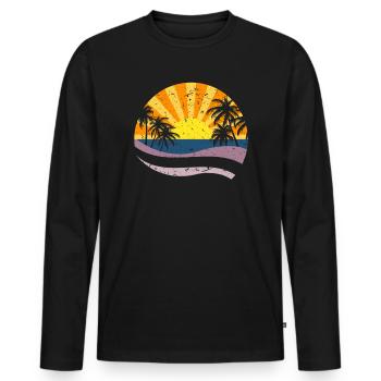 Palm trees and sun - vacation in summer - Men's Premium Organic Long Sleeve Shirt - black - Front - Nico (187cm)
