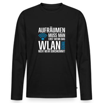 Wlan signal Spruch Nerd - Männer Premium Bio Langarmshirt - Schwarz - Vorne - Nico (187cm)