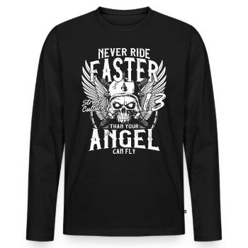 Never Ride Faster - Men's Premium Organic Long Sleeve Shirt - black - Front - Nico (187cm)
