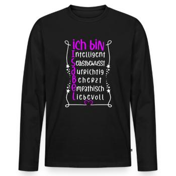 Für den besten Menschen - Ich bin Isabel - Männer Premium Bio Langarmshirt - Schwarz - Vorne - Nico (187cm)