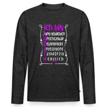 Für den besten Menschen - Ich bin Judith - Männer Premium Bio Langarmshirt - Anthrazit meliert - Vorne - Nico (187cm)