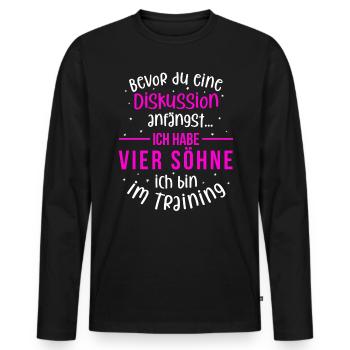 Ich habe vier Söhne - Mutter und Söhne - Männer Premium Bio Langarmshirt - Schwarz - Vorne - Nico (187cm)