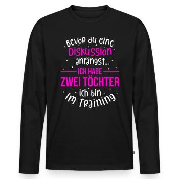 Ich habe zwei Töchter - Mutter und Tochter - Männer Premium Bio Langarmshirt - Schwarz - Vorne - Nico (187cm)