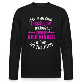 Ich habe vier Kinder - Mutter und Kinder - Männer Premium Bio Langarmshirt - Schwarz - Vorne - Nico (187cm)