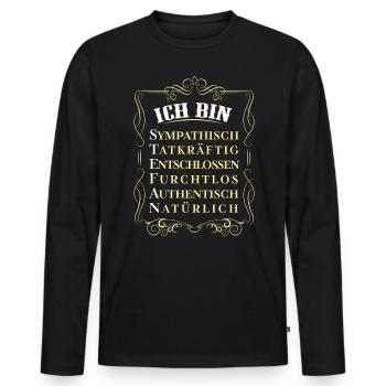 For the best person - I am Stefan - Men's Premium Organic Long Sleeve Shirt - black - Front - Nico (187cm)