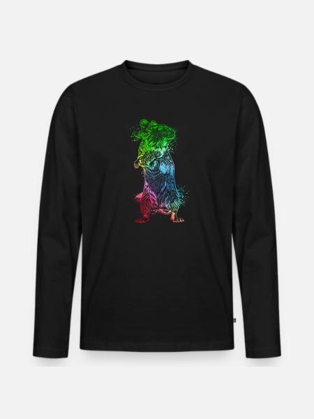 Farbenfroher Degu - Männer Premium Bio Langarmshirt - Schwarz