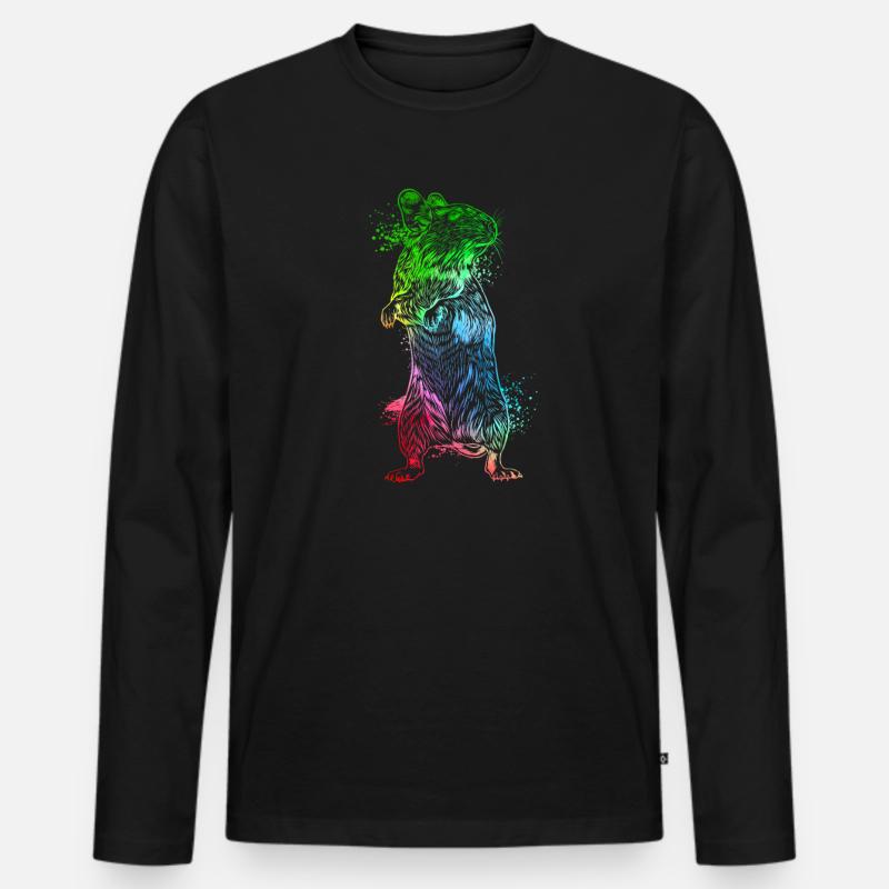 Farbenfroher Degu - Männer Premium Bio Langarmshirt - Schwarz